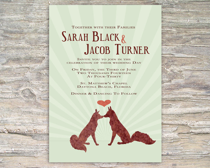 Rustic Fox Invitation - Printable DIY for wedding or event