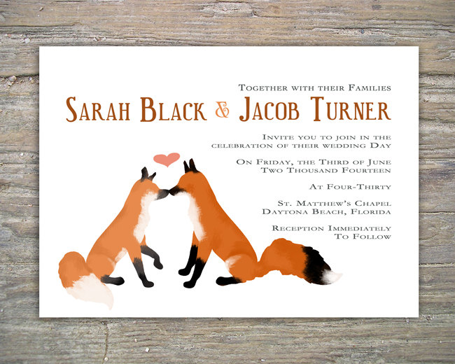 Rustic Fox Invitation - Printable DIY For Wedding Or Event on Luulla